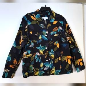 Like New Jacket XL Button Front Cotton Autumn Colors Christopher & Banks